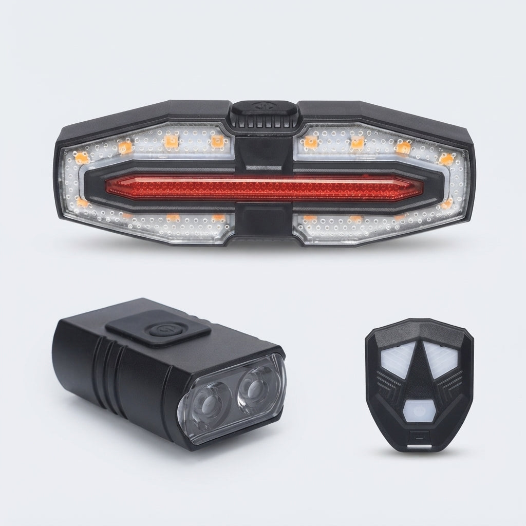 Pack Avant + Arrière : clignotant Pharello Signal, télécommande et phare avant