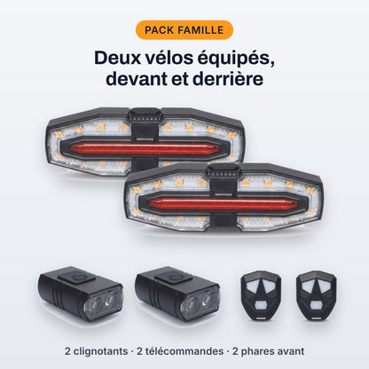 Pack Famille : 2 clignotants Pharello Signal, 2 télécommandes et 2 phares avant